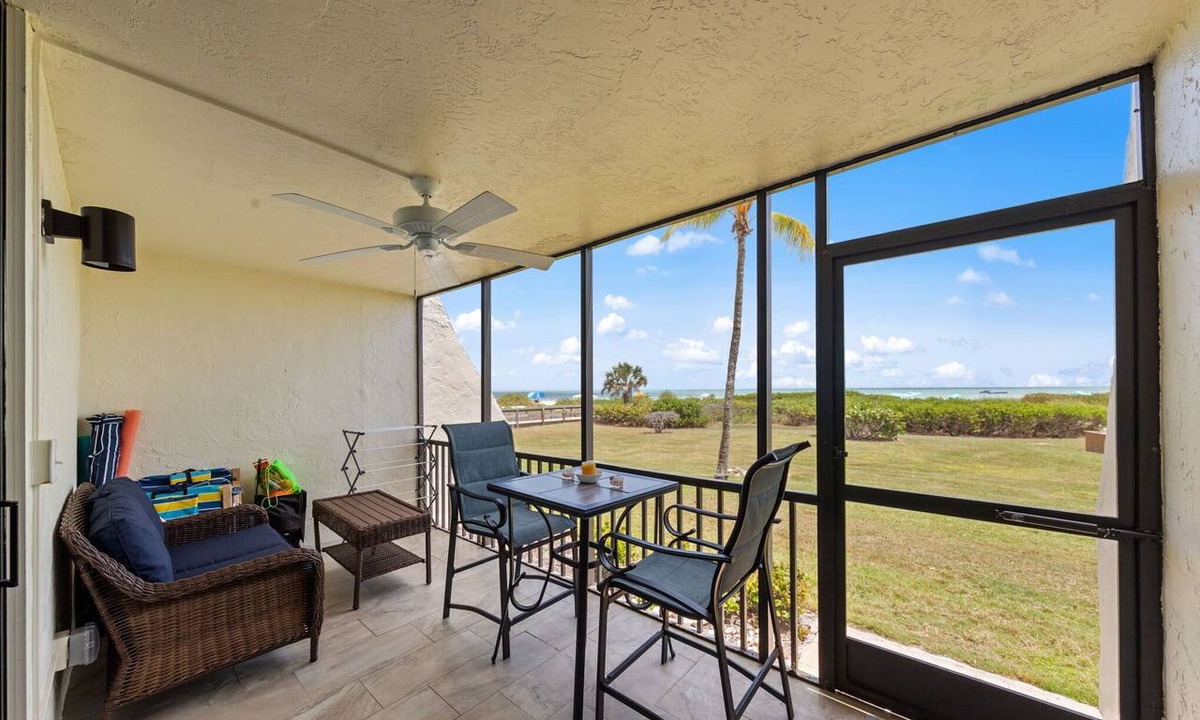 Sanibel Condo | 1st-Floor Oceanfront Corner Unit 2BR/2BA | Gulf Views | Large Lanai + Courtyard Patio | Walk to Beach in seconds!