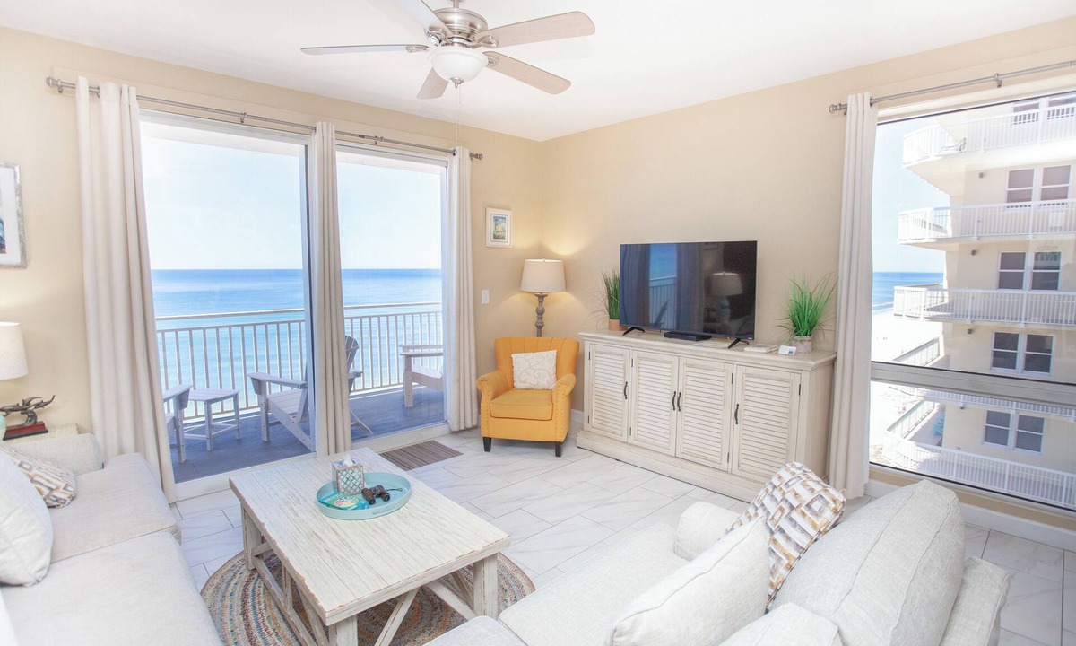 West Panama City Beach Condo | BEACH FRONT END UNIT, 6thfl, 2Masters, Updated, FALL BREAK available. Very clean