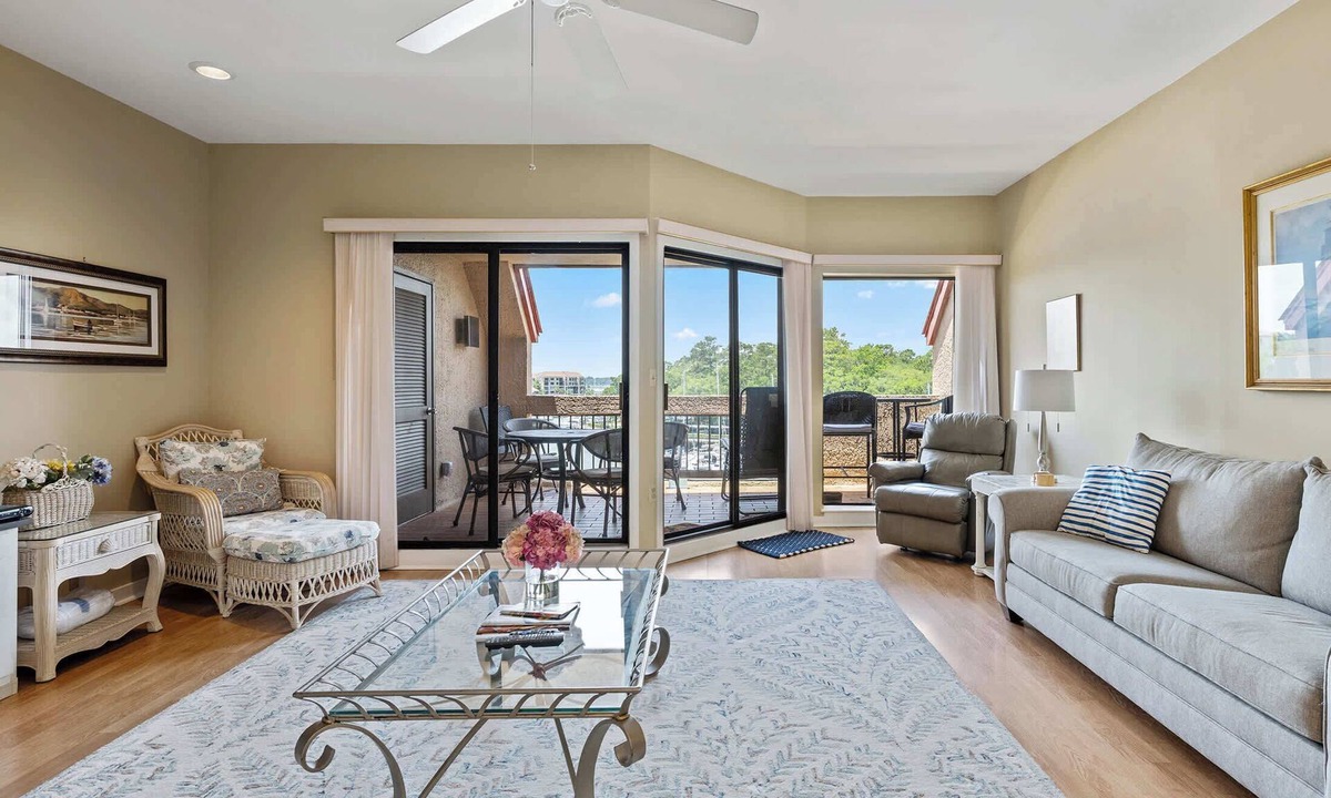 Shelter Cove Villa | Charming bay view villa with pool, washer & dryer, balcony, TV, & full kitchen