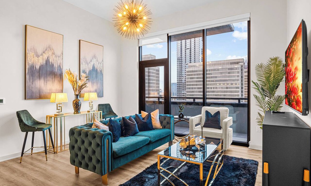 Peachtree Center Condo | Emerald Grand: 27th Floor Penthouse in ATL | 14ft Ceilings, FIFA & Skyline Views