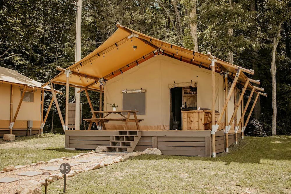 Flag Pond RV Rental | Gorgeous Glamping Tent in Erwin, Tennessee
