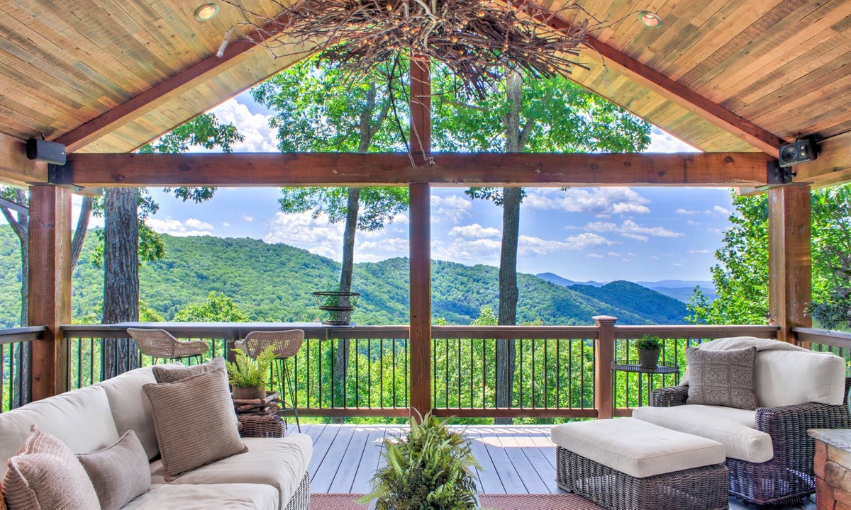 Asheville House | Hillside Cottage | Asheville Mountain View Retreat with Outdoor Fireplace & Fire Pit