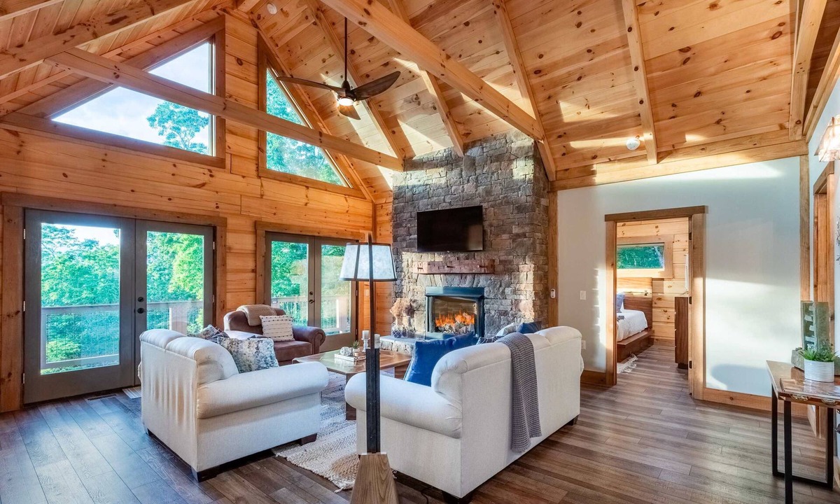 Bryson City House | Luxury Cabin Lake View Access Theater Game Room