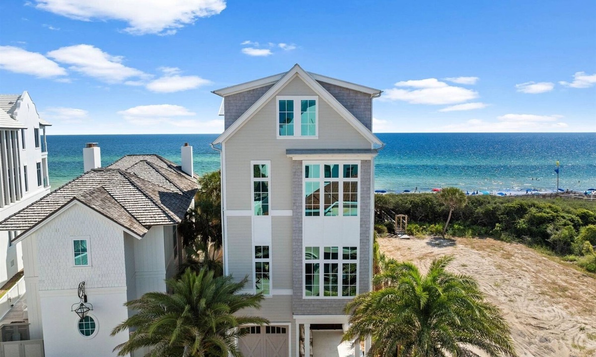 Seagrove Beach House | NEW GULF-FRONT STUNNER! Game Room, Private Pool, LSV, Bikes! Sleeps 20!