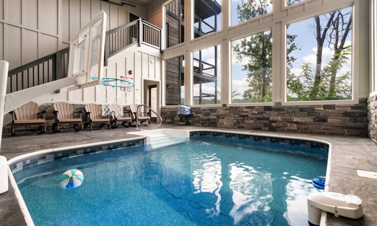 Sevierville Cabin | New! Luxe Pool Cabin w/MTN Views*Hot Tub*Fire pit