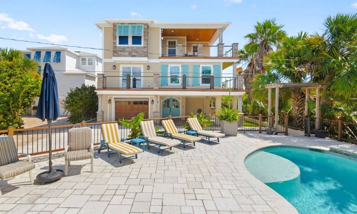 St. Augustine Beach House | Oceanfront Villa - Pool, tiki bar, private beach walkover