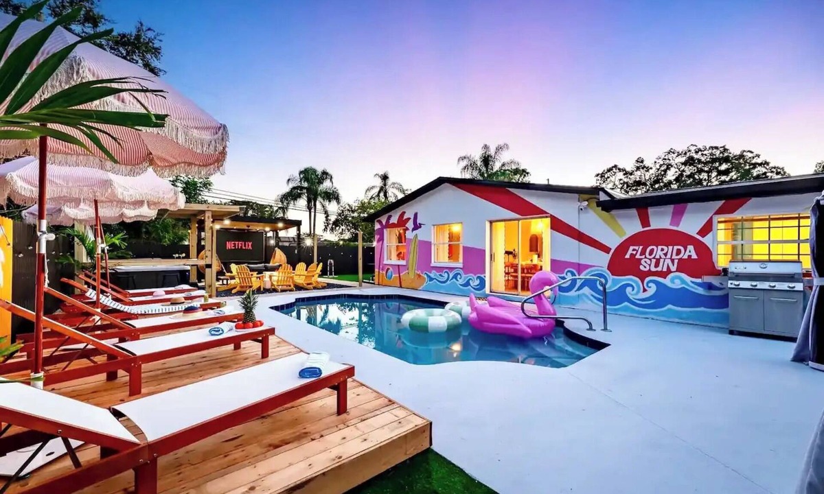 Largo House | Outdoor Movie Oasis Heated Pool Spa Game Room