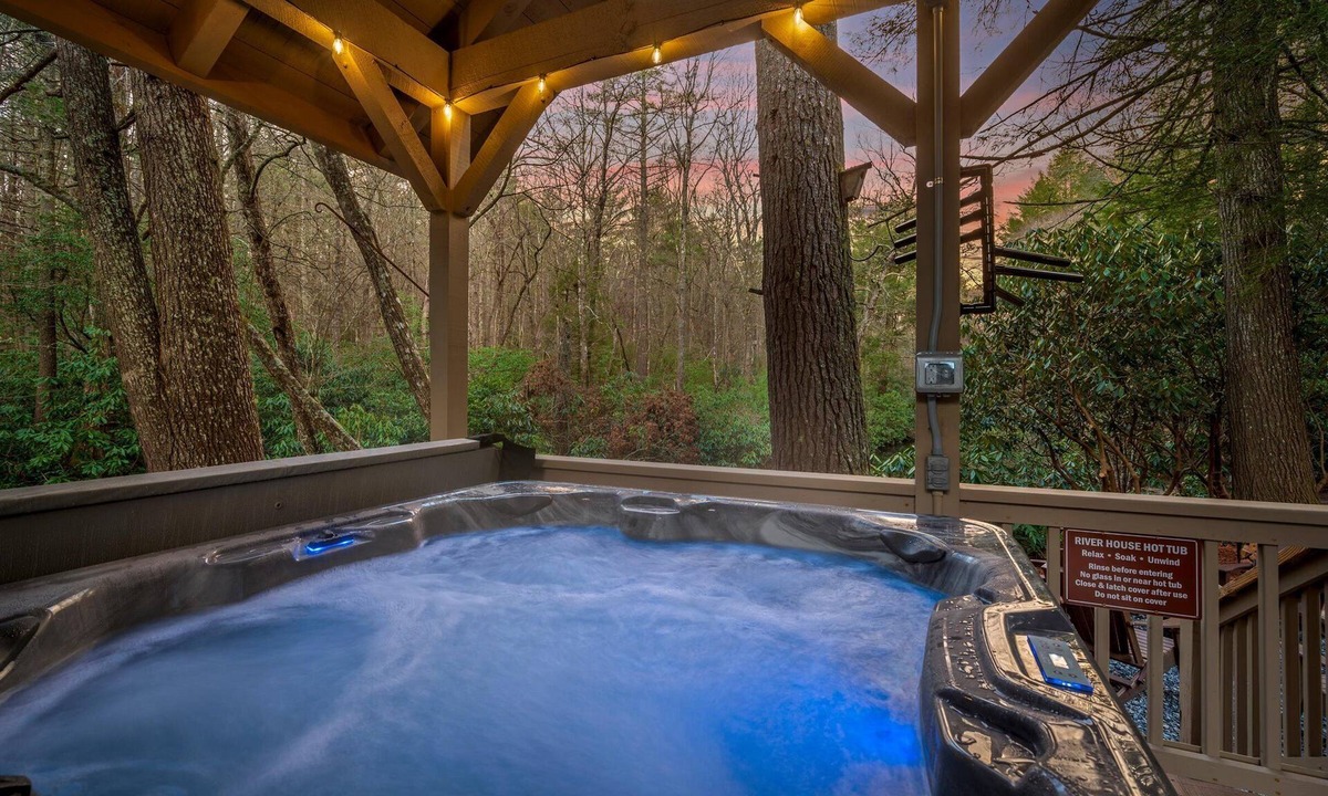 Cashiers House | Riverfront Cabin | Sauna Hot Tub Private Trail