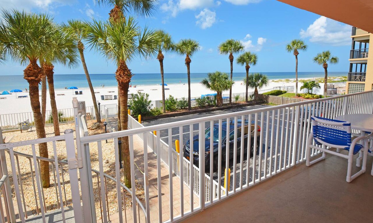 Indian Shores Condo | Sand Castle II # 2206 GULF FRONT Condo Spiral Staircase to Pool & Beach AMAZING
