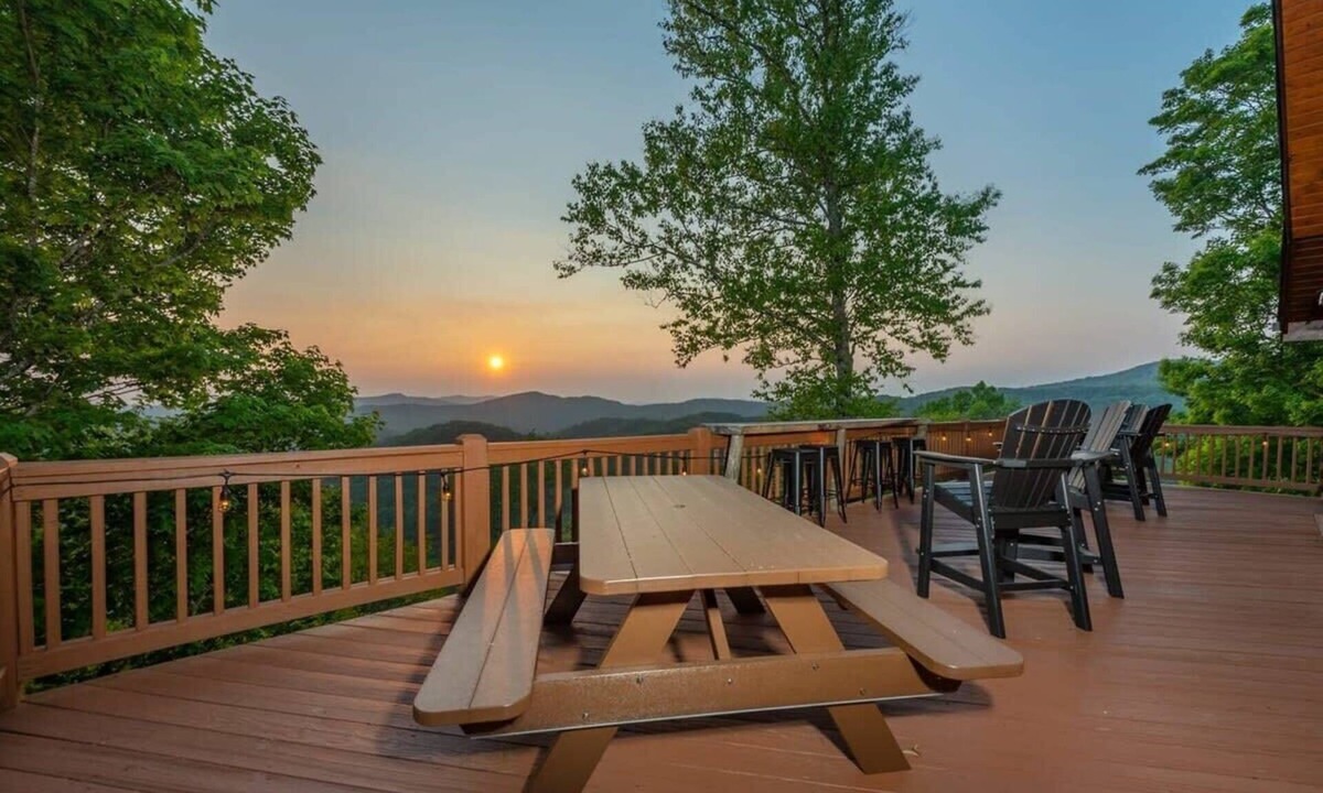 Wolf Laurel Cabin | Sunset views for miles ~Gameroom~HotTub - Fire Pit