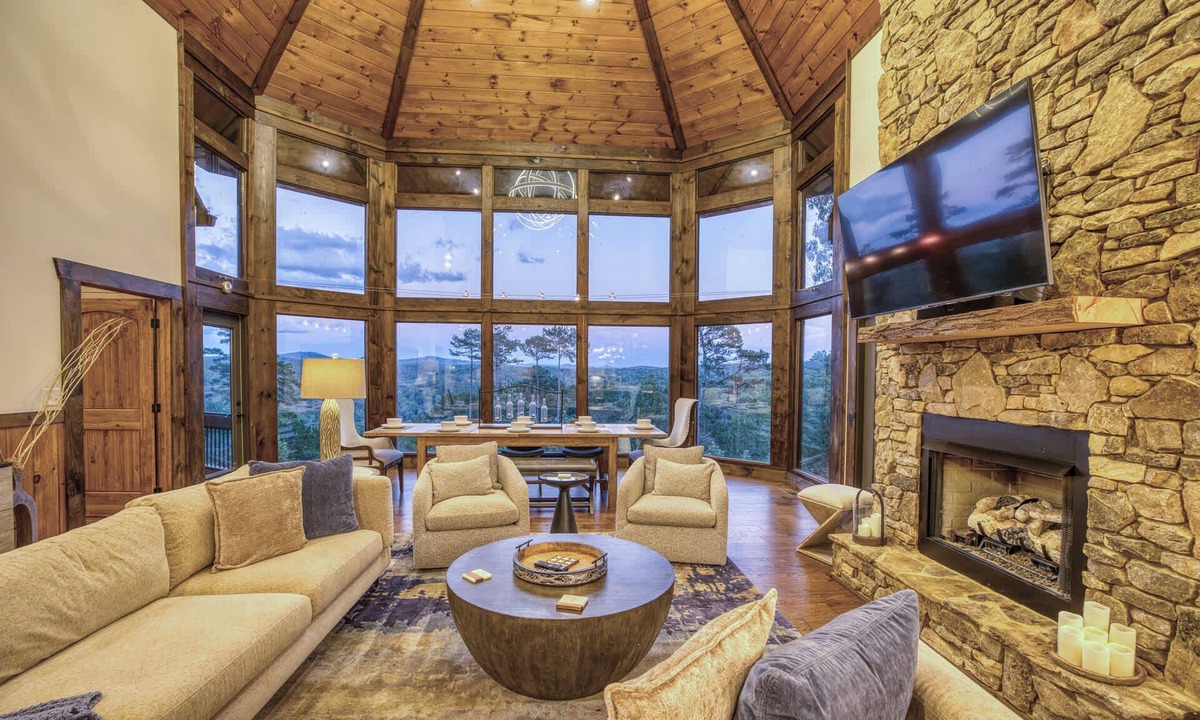 Blue Ridge Cabin | Three Broomsticks - View, game room, hot tub, pets