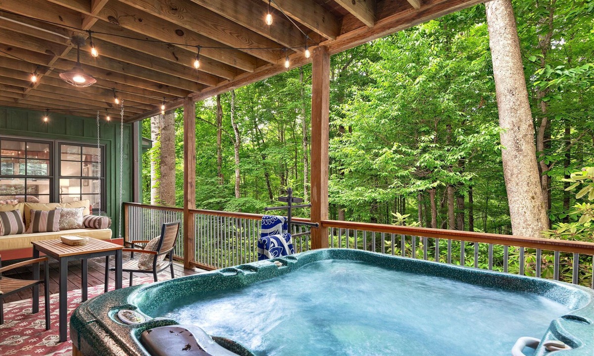 Maggie Valley Cabin | TREEHOUSE-VIEW retreat w/outdoor fireplace, pool, hot tub, golf & onsite dining