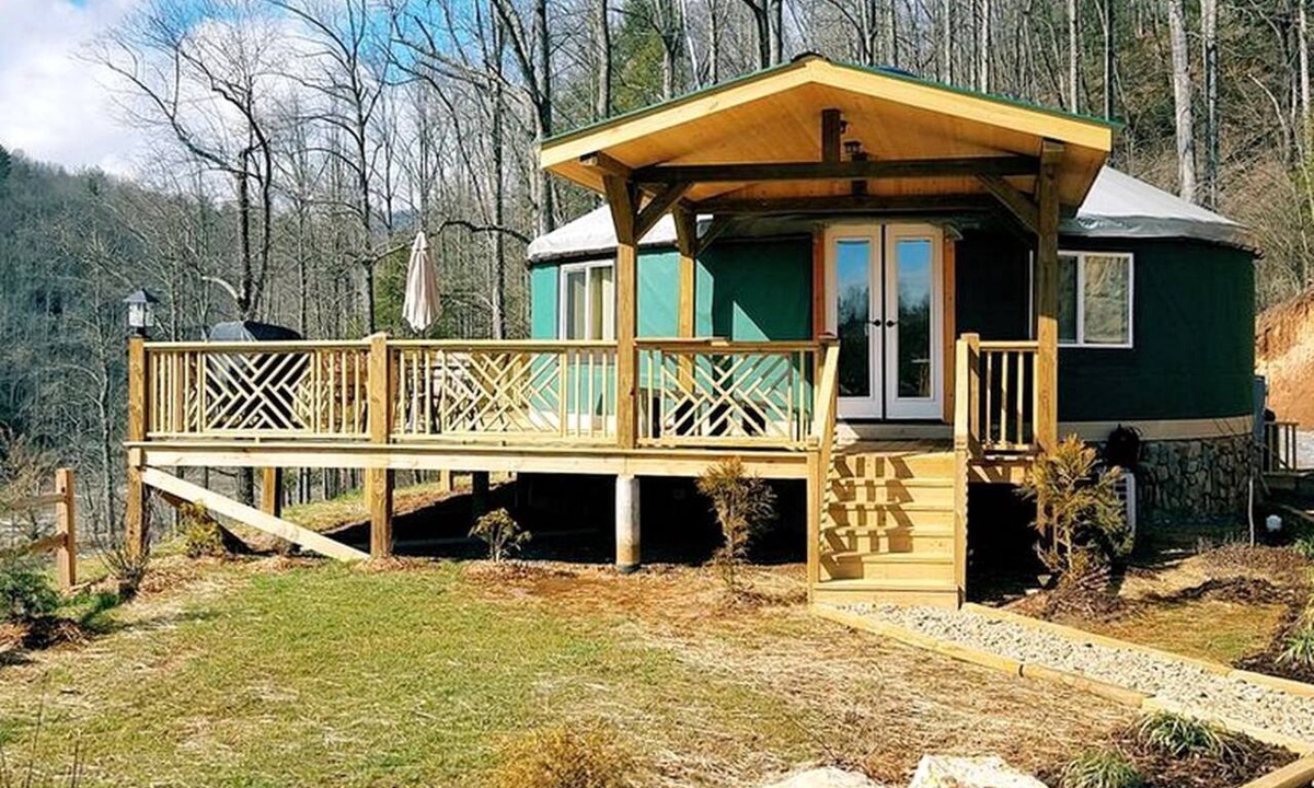 Clyde Cabin | Unique Yurt Rental on Peony Farm with Riverfront View in Clyde, North Carolina