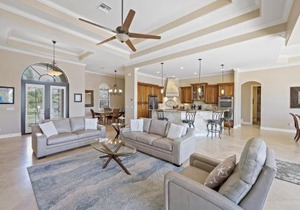 Opulent waterfront home with pool, spa, dock and deck