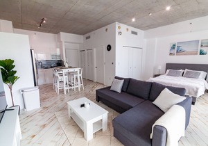 Spacious studio apartment with a balcony