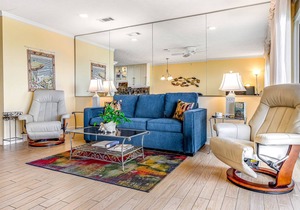 Stylish first-floor condo with water views & easy beach access