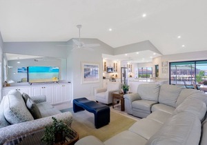 Waterfront house on key lot with unmatched water view and big heated pool