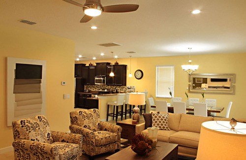 Davenport Villa | Luxury 5 bed; outside BBQ/TV area with South facing pool
