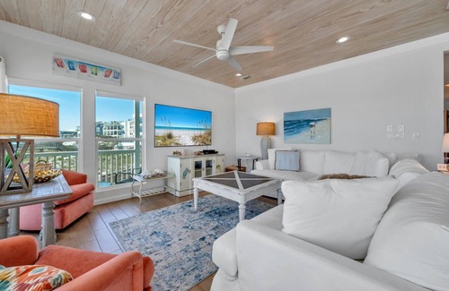 Seagrove Beach Condo | Private Beachfront on West Corner! Free Setups! Deck access to uncrowded beach!