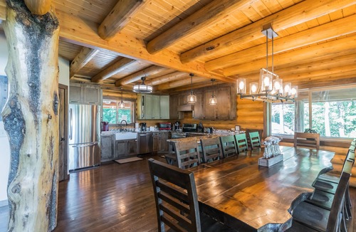 The Arbor Cabin | 10% Dist for Summer! Lake Front Log Cabin with Double Decker Dock&Mtn. Views
