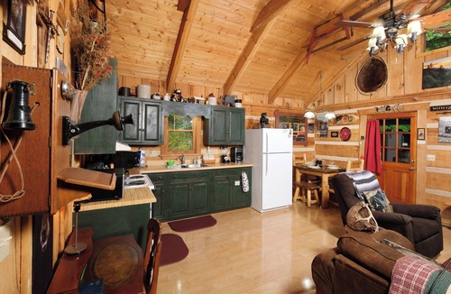 Sevierville Cabin | 1BR dog friendly log cabin with hot tub, gazebo, firepit, and a yard!