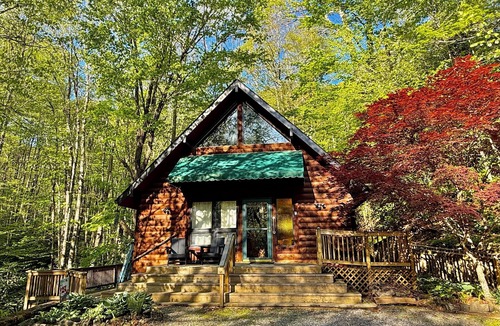Maggie Valley Cabin | 2 Bd 2 Ba Cabin Secluded with Wood Fireplace Rushing Creek Hot Tub Fire Pit