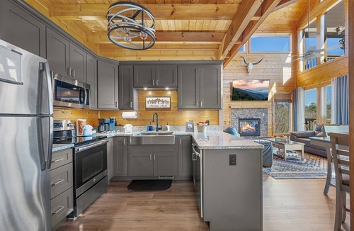Sevierville Cabin | 20-Mile View, Hot Tub, Game Room, Waterfall
