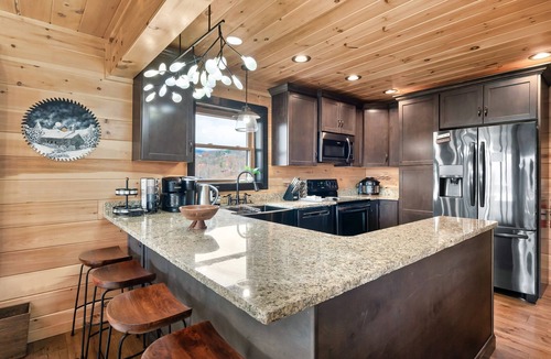 Chalet Village North Cabin | 270° Mt LeConte Views, Sleeps 25, Theater, Arcade, Hot Tub, Fire Pit, Pets OK