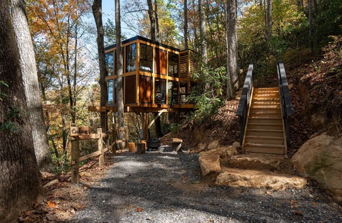Sugarfork Cabin | 360° Glass Treehouse in the Canopy - The Cūbus