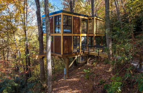 Sugarfork Cabin | 360° Glass Treehouse in the Canopy - The Cūbus