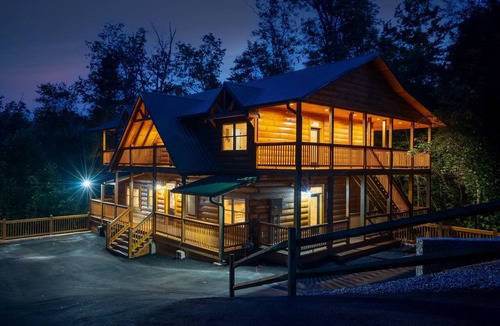 Black Bear Falls Cabin | 6BR Luxury Cabin, Indoor Pool & Theater, Near Downtown Gatlinburg (Sleeps 24)