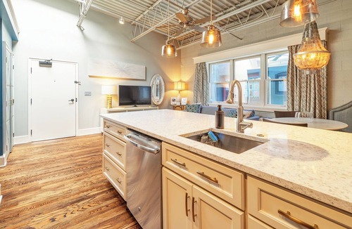 Downtown Asheville Apartment | 80 LEX 203 + free parking 1 BD King/1 BA