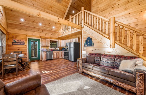 Sevierville Cabin | Accessible cabin in resort, pool, views, theater and game loft!
