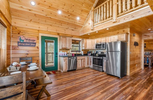 Sevierville Cabin | Accessible cabin in resort, pool, views, theater and game loft!
