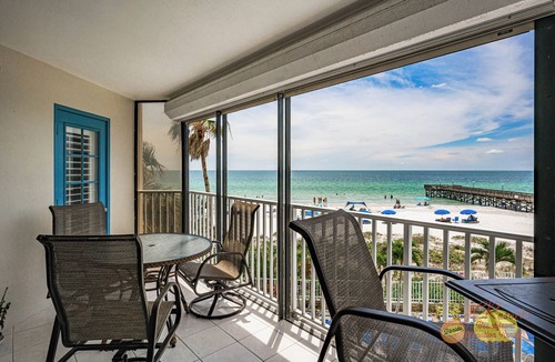 Indian Shores Condo | Beach Palms 209 beautiful Gulf Front Corner 2nd floor vacation rental