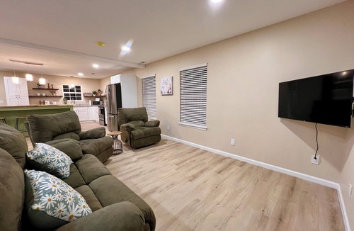 Higdon House | Charming 3 bedroom home with elegant speakeasy vibe. Fire pit. Billiards table.