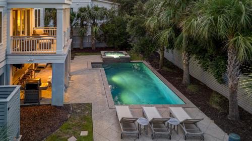 Isle of Palms House | Coastal Manor~ 6 bdrm, across from ocean, Ocean Views!, Private Pool and Hot Tub, Elevator!