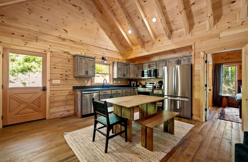 Ellijay Cabin | Creek & Cozy-Charming 2BR Creekside Cabin in Ellijay- AC, Fire Pit, Nature