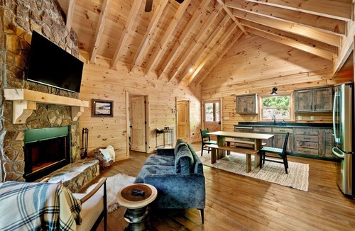Ellijay Cabin | Creek & Cozy-Charming 2BR Creekside Cabin in Ellijay- AC, Fire Pit, Nature