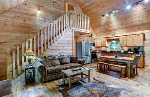 Cashes Valley Cabin | Creekside Cabin w/Hot Tub & Fishing Access