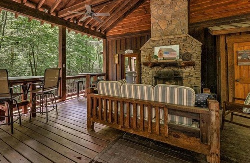 Cashes Valley Cabin | Creekside R&R- Fish or Tube from Deck | Outdoor Living | Screened Porch | Hot Tub