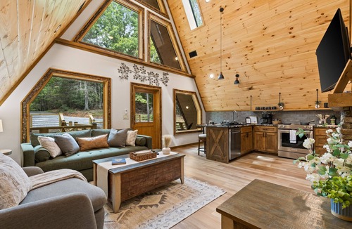 Morganton Cabin | Creekside Sauna Hot Tub Fire Pit 15 min to Town