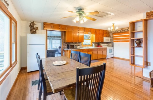 Sylva House | Dog-friendly home with a firepit, fireplace, grill, pool table, & air hockey