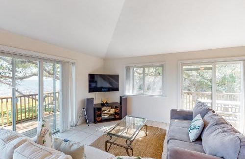Eastpoint House | Dog-friendly home with lovely water view roomy deck fast WiFi central AC W&D