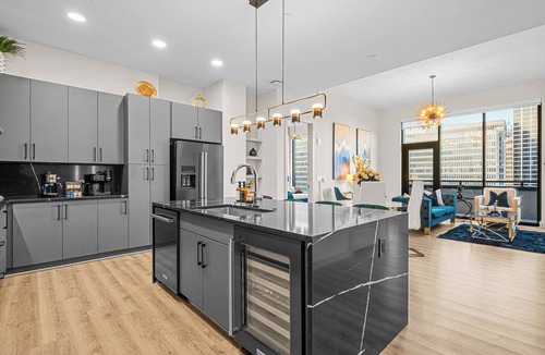 Peachtree Center Condo | Emerald Grand: 27th Floor Penthouse in ATL | 14ft Ceilings, FIFA & Skyline Views