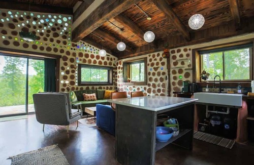 Lupton City Cabin | Goldfinch: Handmade Glass Bottle & Cedar Cabin @ Talking Water