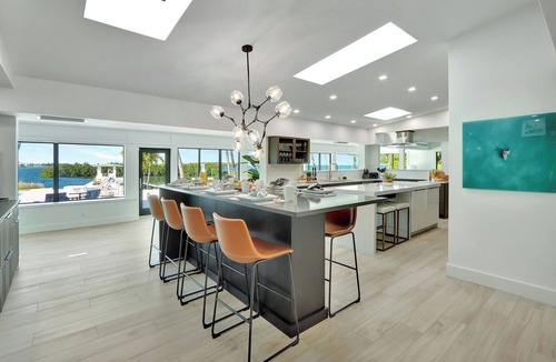 Marathon Villa | Gulfside Waterfront Luxe Estate w/private beach, pool, spa, boat dockage