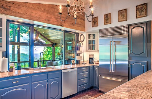 Asheville House | Hillside Cottage | Asheville Mountain View Retreat with Outdoor Fireplace & Fire Pit