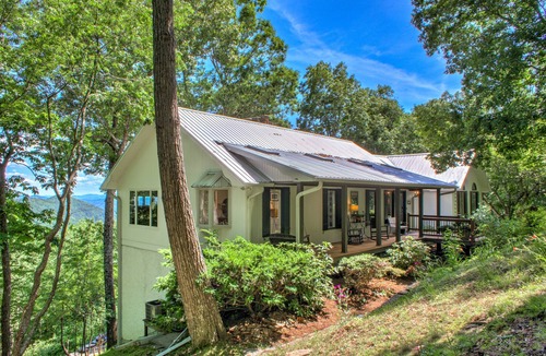 Asheville House | Hillside Cottage | Asheville Mountain View Retreat with Outdoor Fireplace & Fire Pit