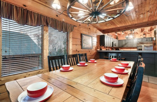 Sevierville Cabin | HUGE 86" THEATER w/Stadium Seating, Resort Pool, Hot Tub, Pool Table, Views